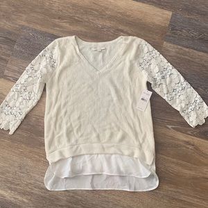 Ella Moss pretty knit and lace sweater NWT - xs